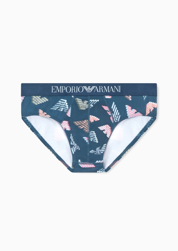 Emporio Armani 男士弹力三角性感撞色满印鹰标时尚内裤