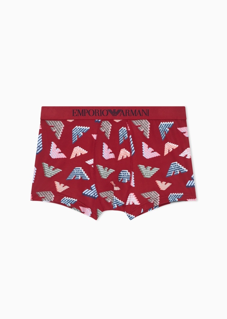 Emporio Armani 男士弹力平角撞色满印鹰标时尚内裤