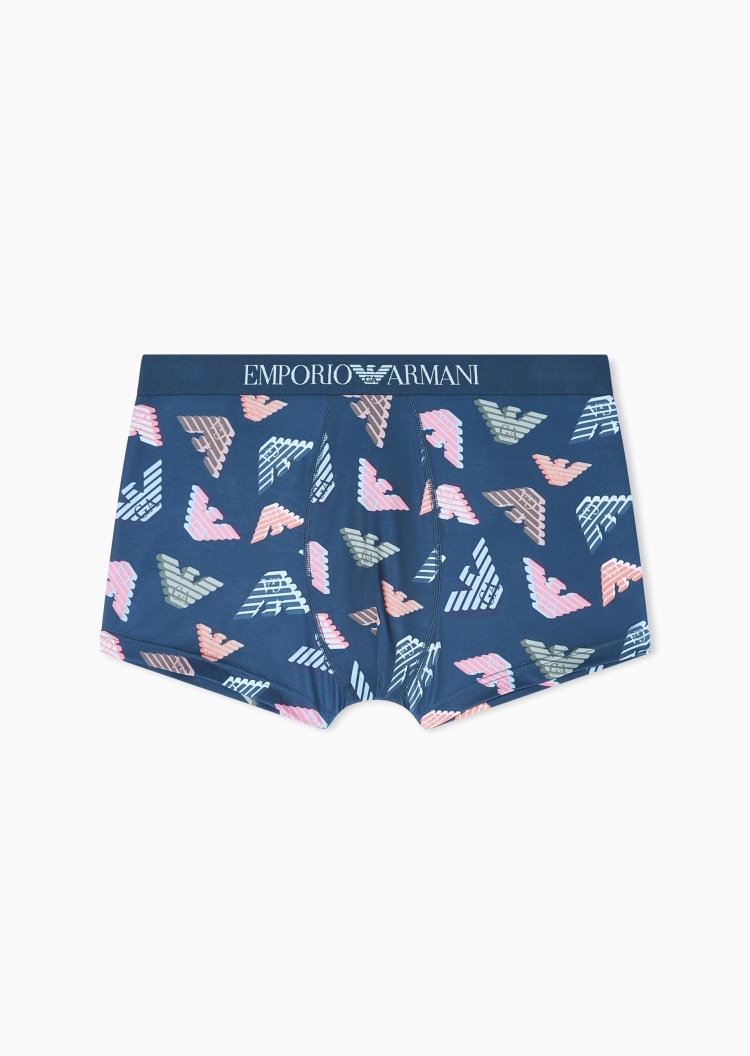 Emporio Armani 男士弹力平角撞色满印鹰标时尚内裤