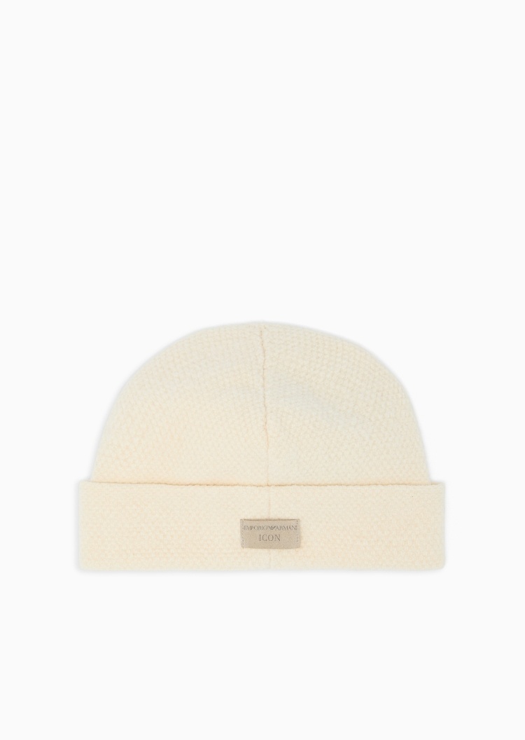 Emporio Armani 男士圆顶翻边纯色休闲户外针织帽