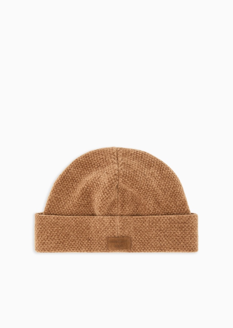 Emporio Armani 男士圆顶翻边纯色休闲户外针织帽