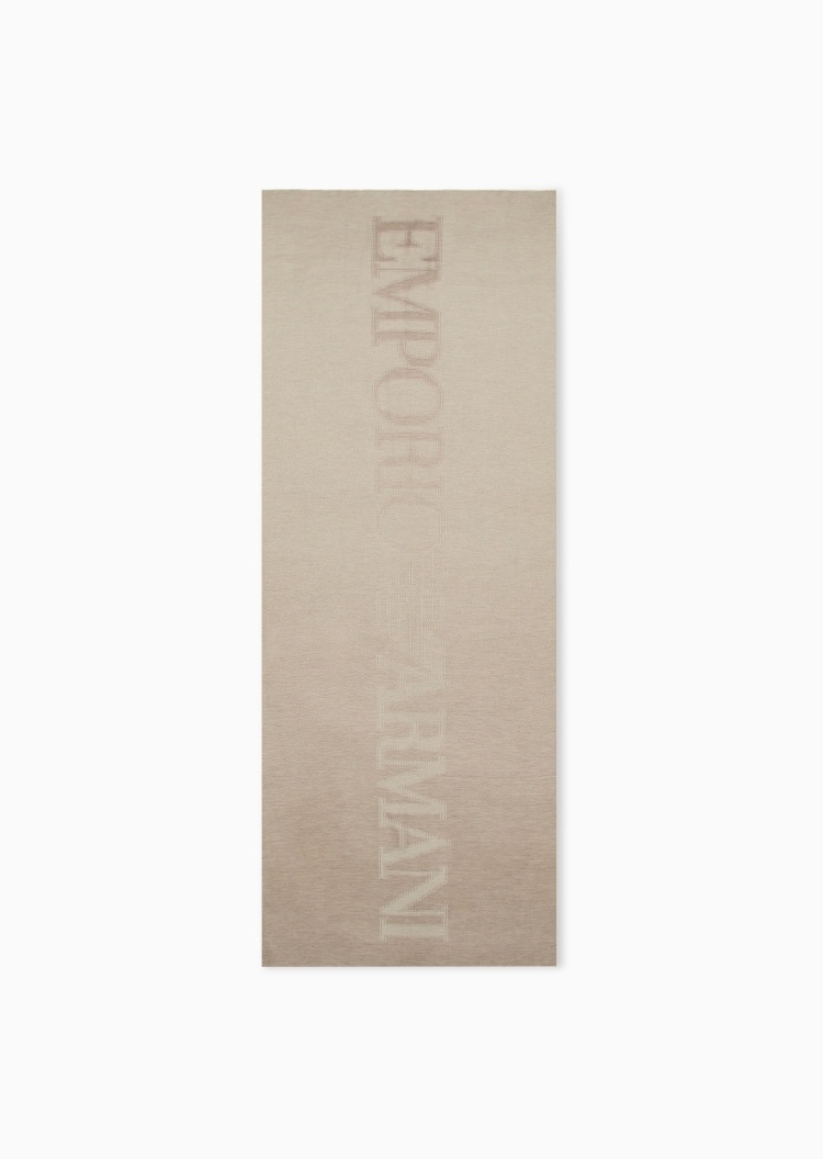 Emporio Armani 女士披肩式长方形短穗提花徽标围巾