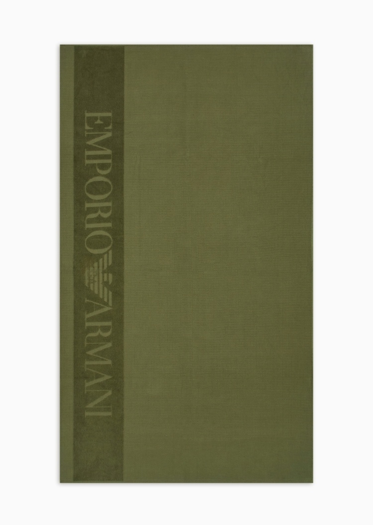 Emporio Armani 男女同款纯棉长方形提花沙滩毛巾