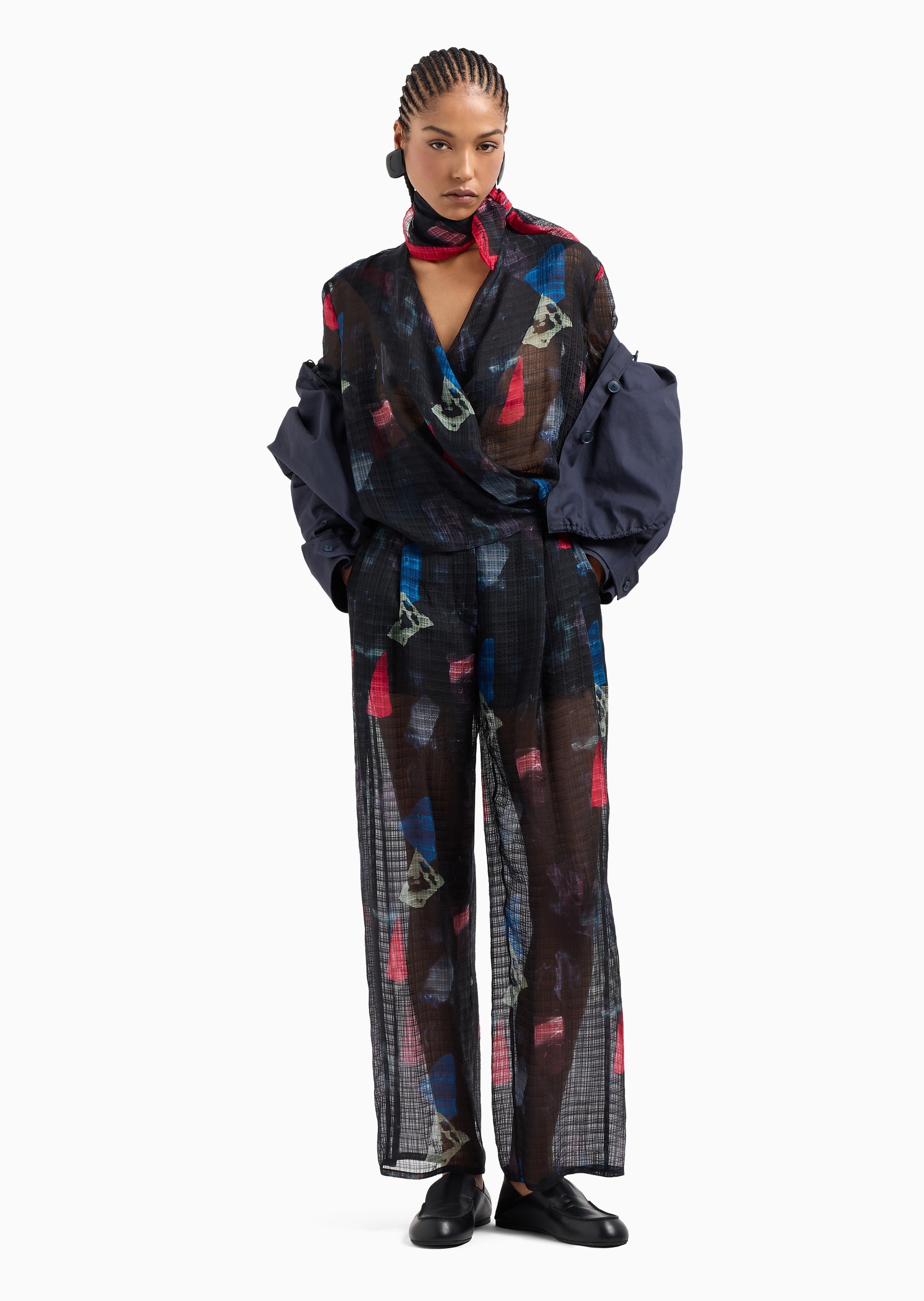 Emporio Armani 女士合身长袖可拆内胆连帽秀场同款夹克