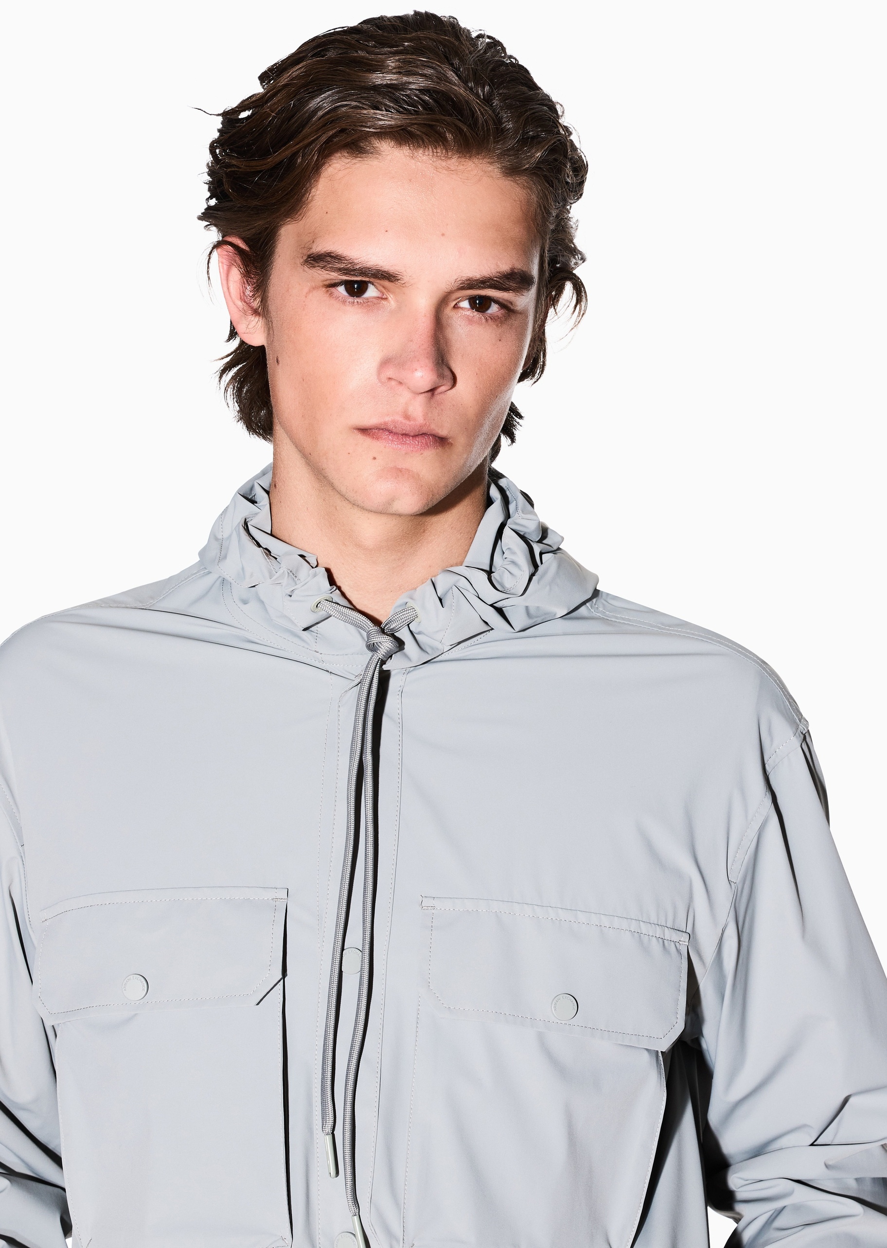 ARMANI EXCHANGE 男士长袖连帽按扣门襟时尚工装夹克