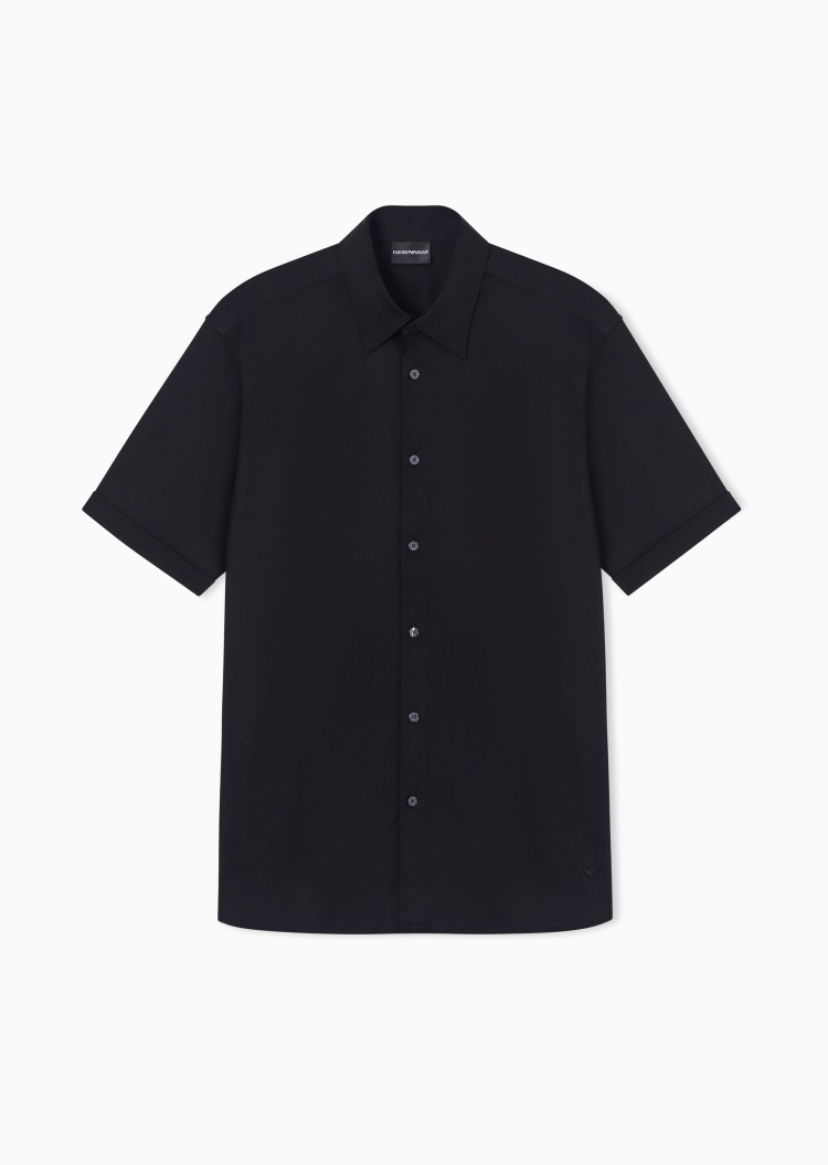 Emporio Armani 男士微弹短袖翻领商务休闲通勤衬衫