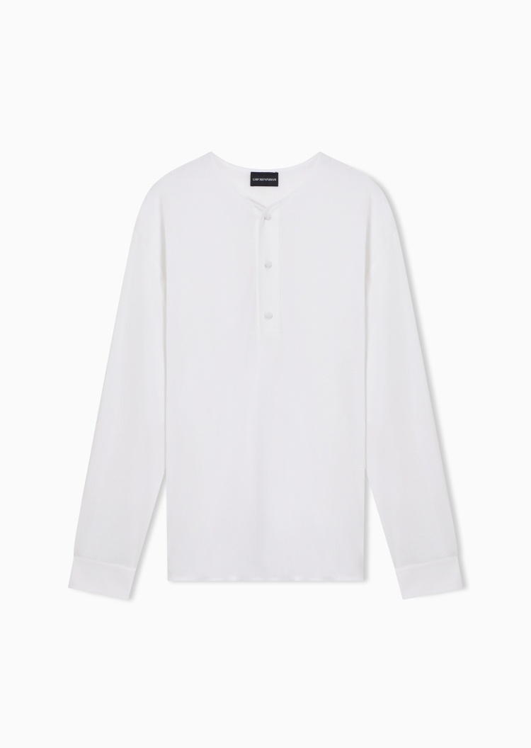 Emporio Armani 男士纯棉长袖圆领落肩商务Polo衫