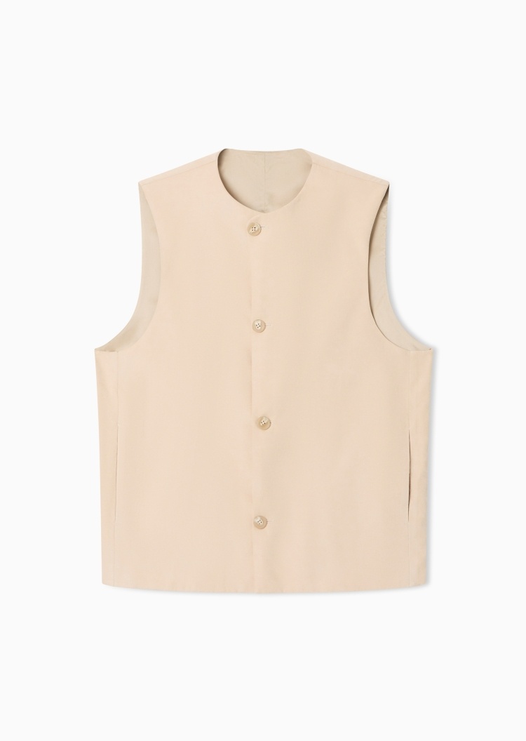 Emporio Armani 男士无袖圆领单排扣商务休闲马甲