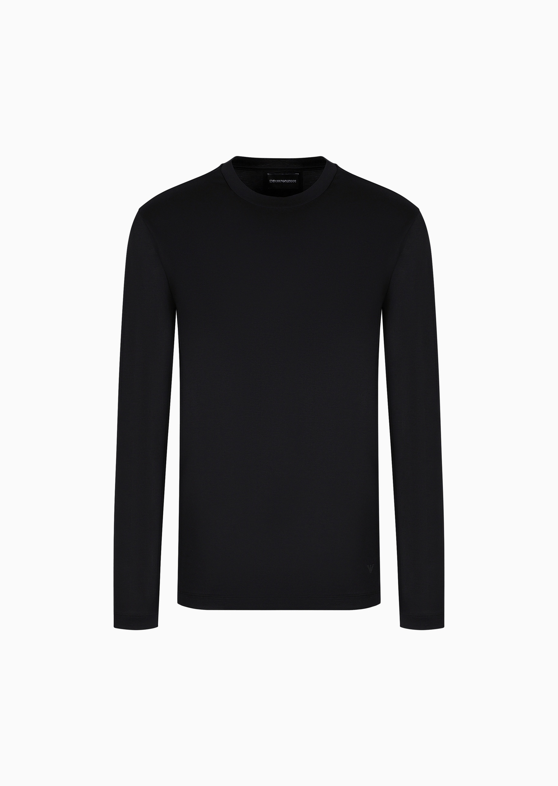 Emporio Armani 男士凉爽莱赛尔修身长袖圆领纯色T恤