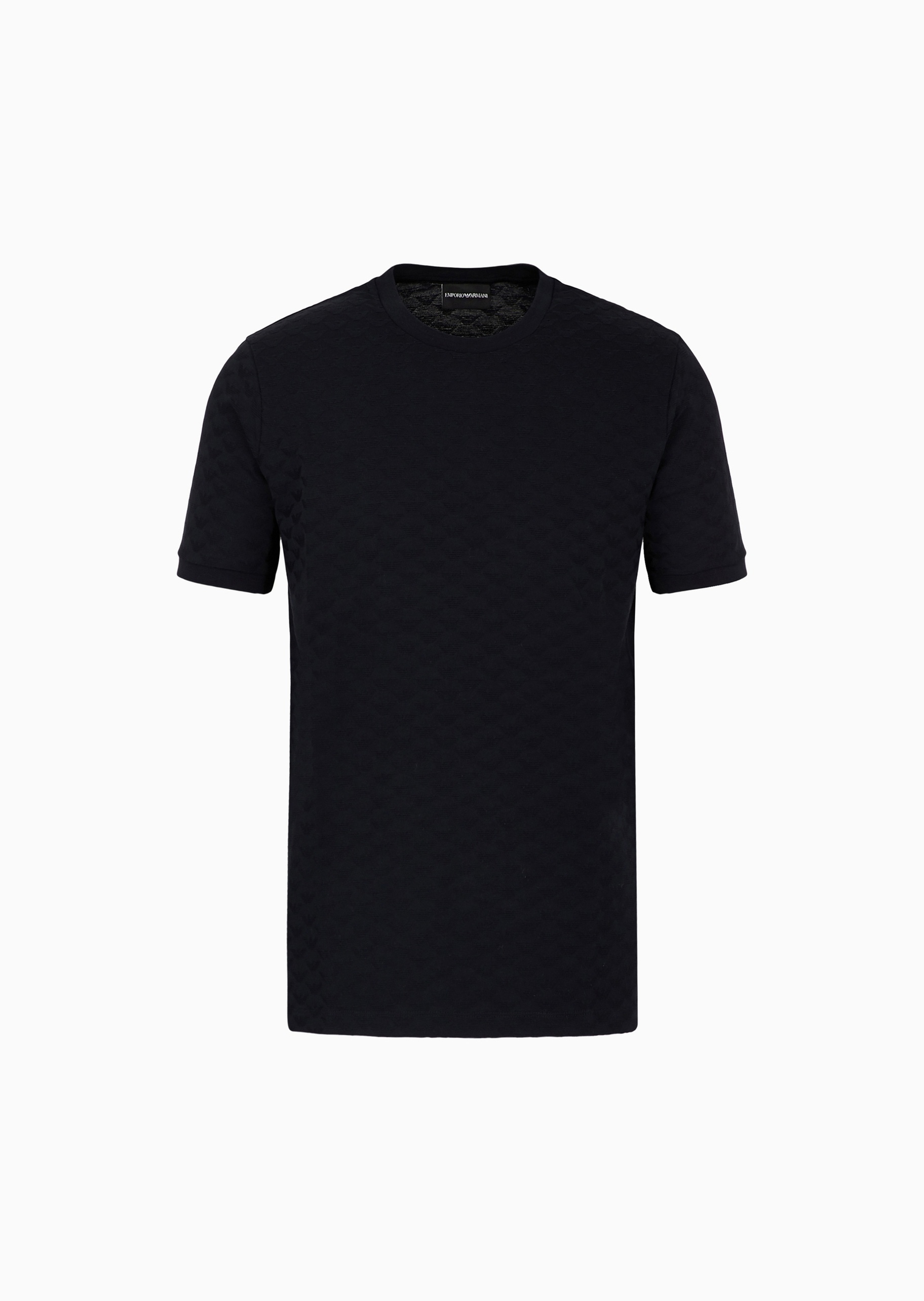 Emporio Armani 男士纯棉重磅合身短袖圆领通体提花T恤