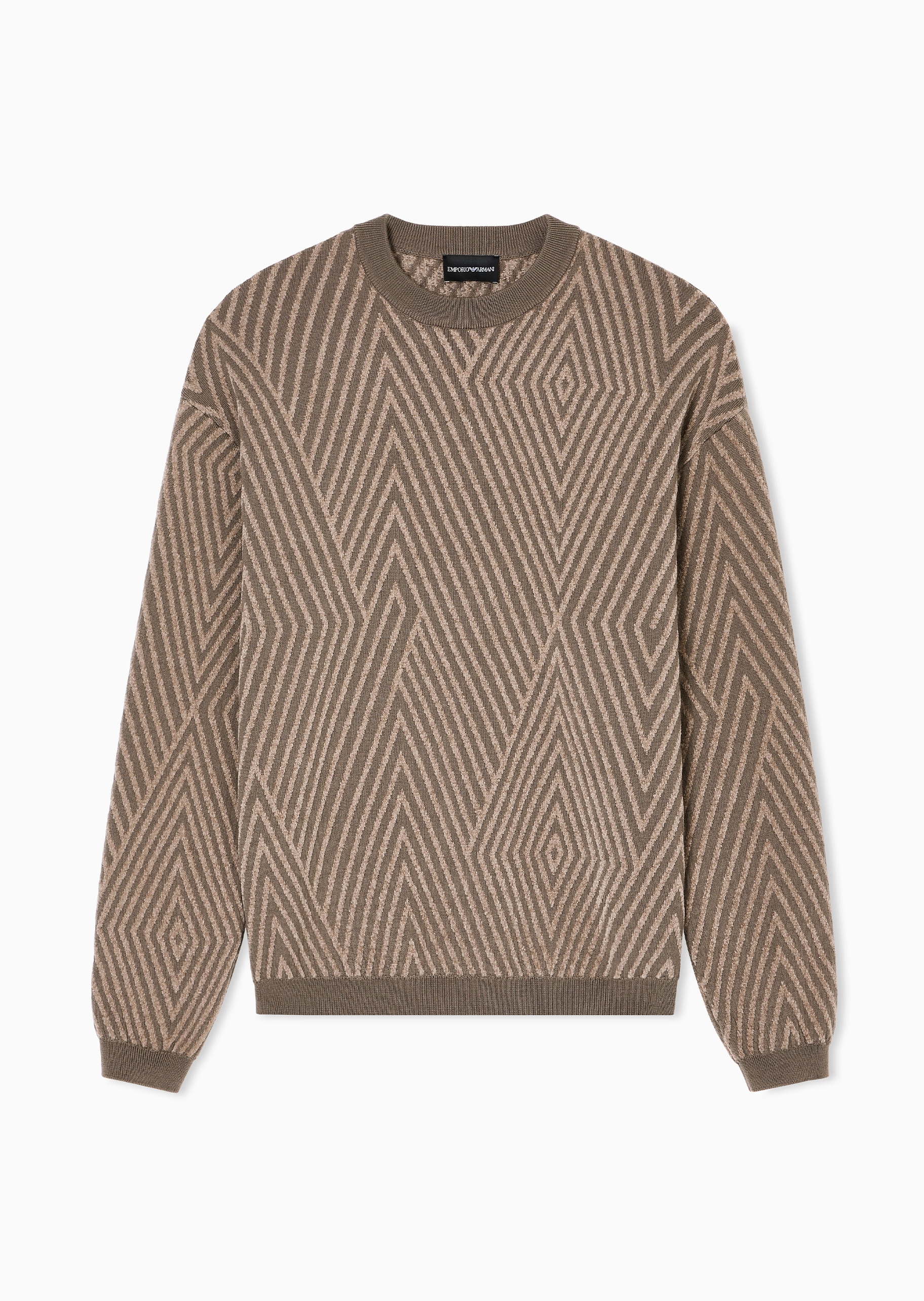 Emporio Armani 男士圆领混纺提花巴恩风套头针织毛衣