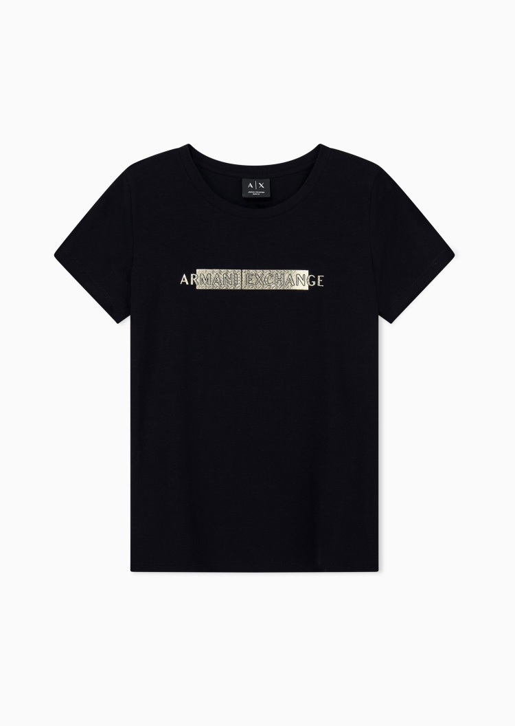 ARMANI EXCHANGE 女士弹力修身短袖圆领复古休闲T恤