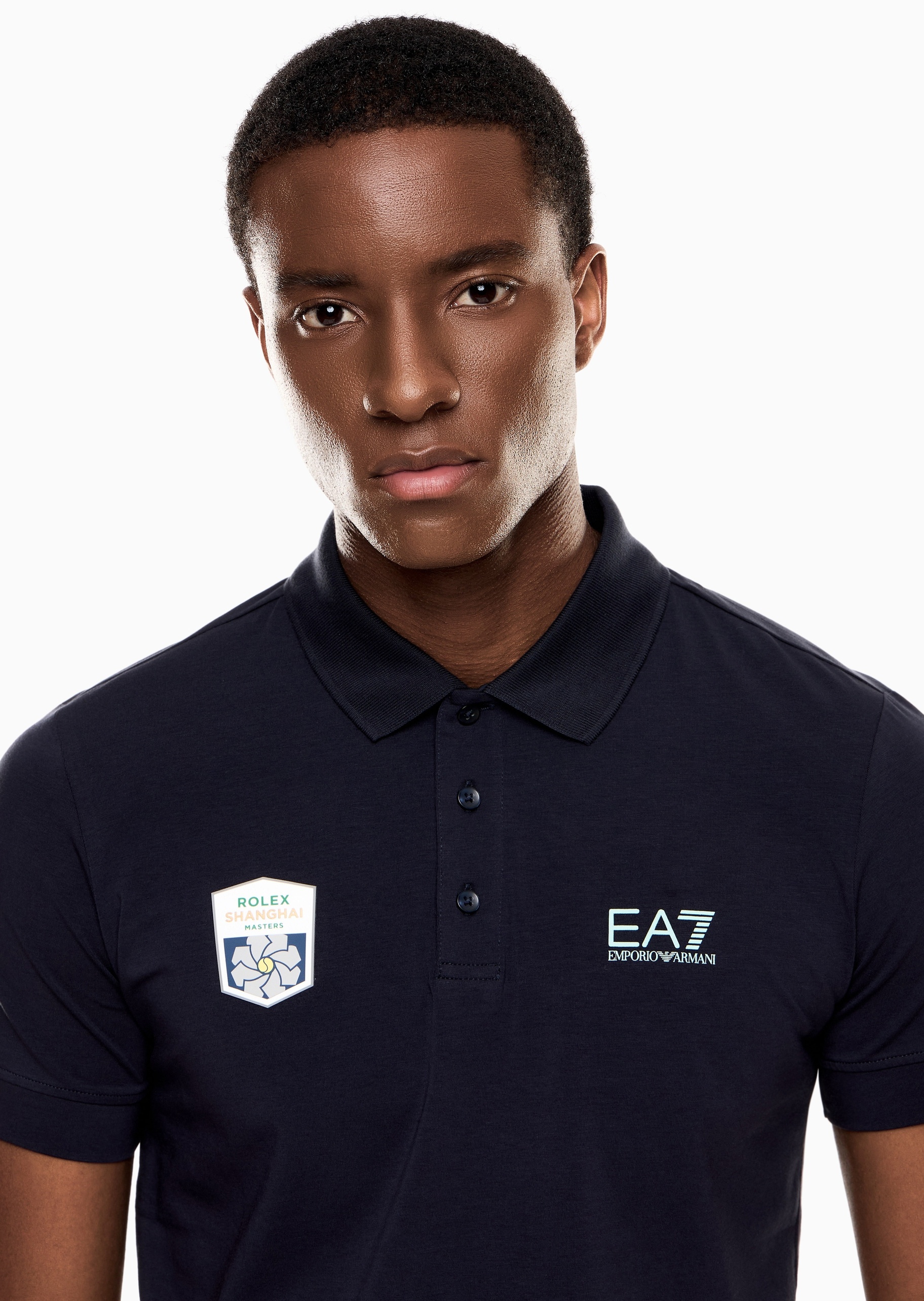EA7 男士纯棉弹力短袖翻领Polo衫