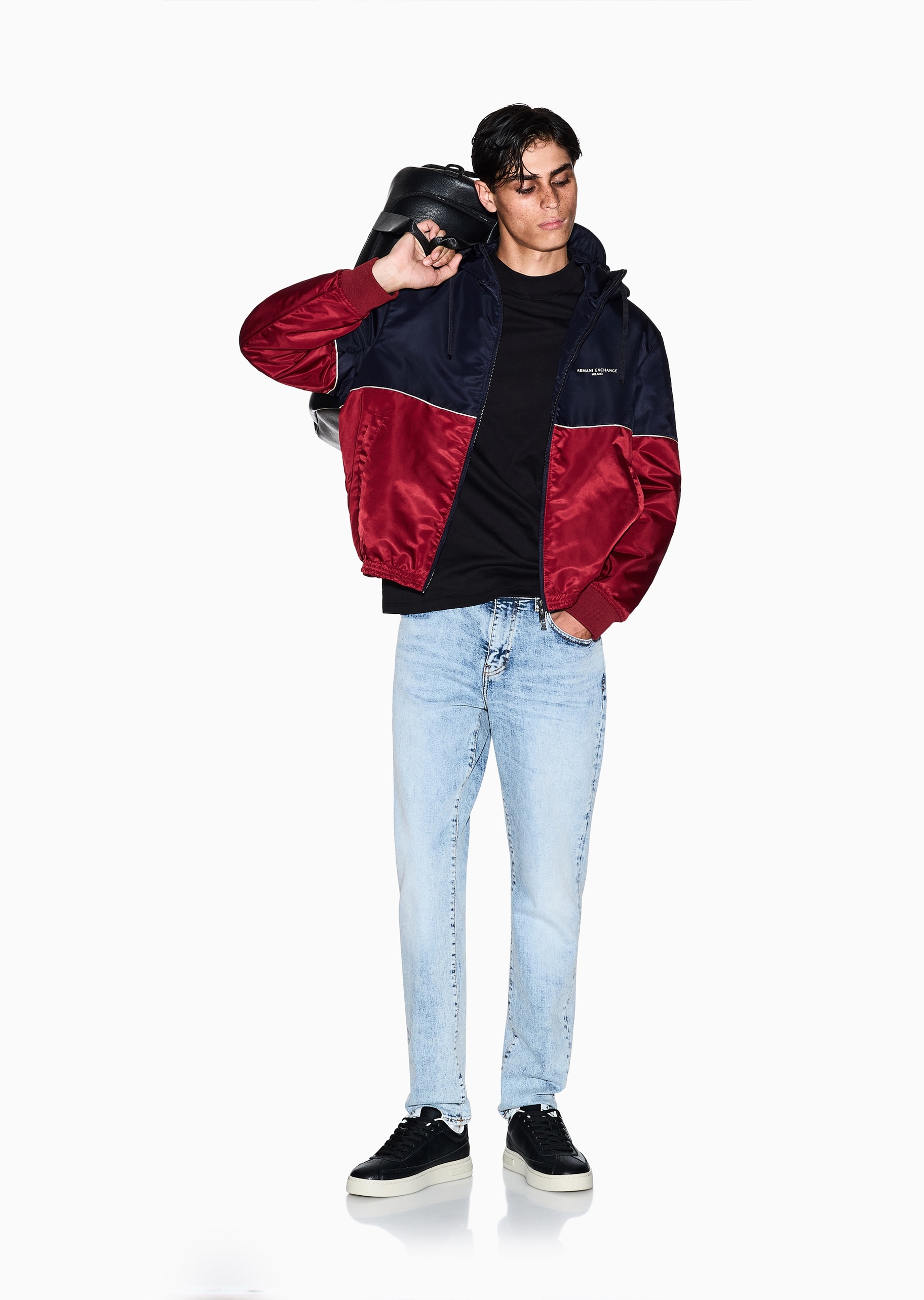 ARMANI EXCHANGE 男士纯棉直筒复古水洗休闲牛仔裤长裤