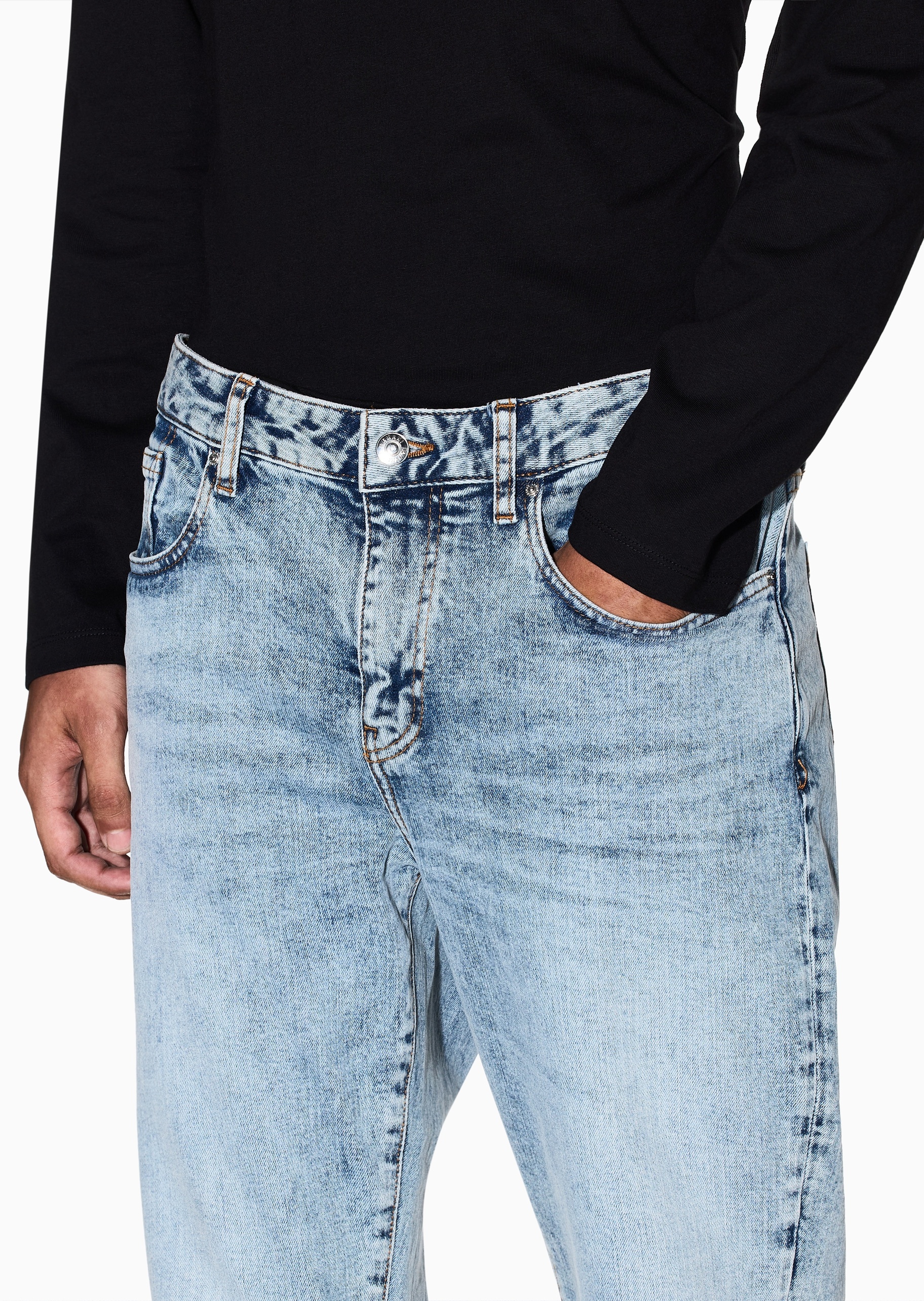 ARMANI EXCHANGE 男士纯棉直筒复古水洗休闲牛仔裤长裤