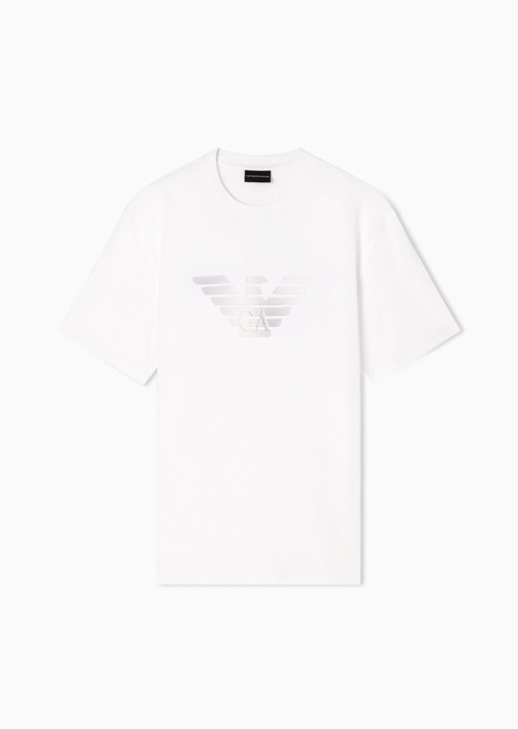 Emporio Armani 男士合身短袖圆领纯色休闲时尚重磅T恤