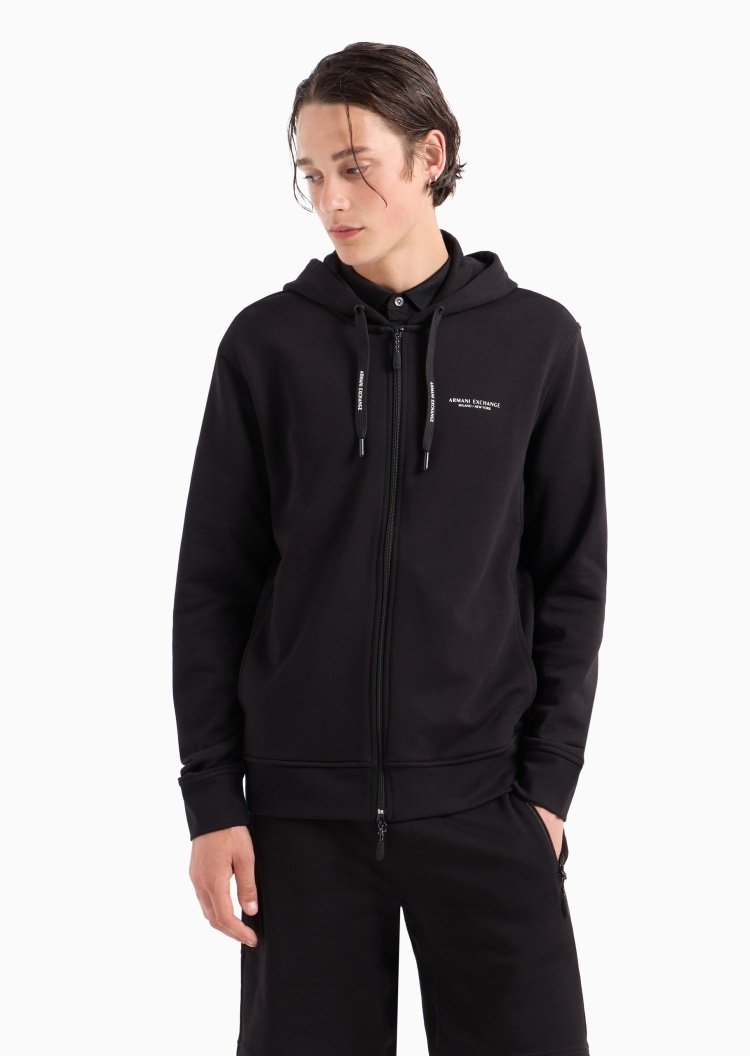 ARMANI EXCHANGE 男士全棉合身连帽拉链门襟开衫卫衣外套