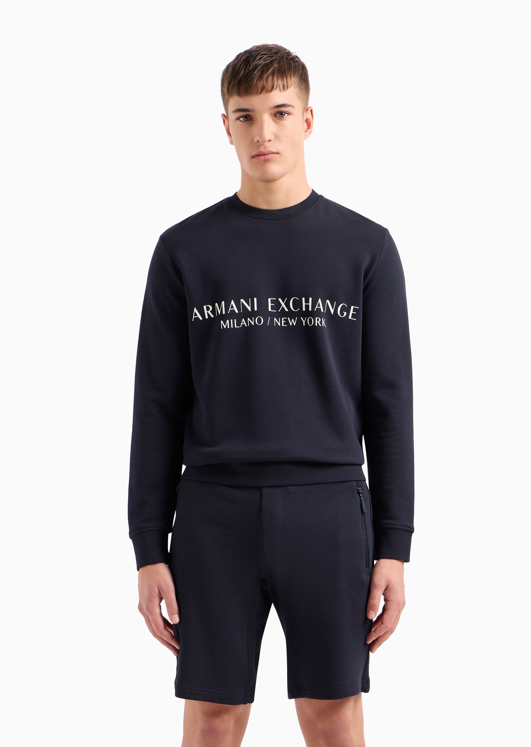 ARMANI EXCHANGE 男士全棉合身长袖圆领休闲运动卫衣