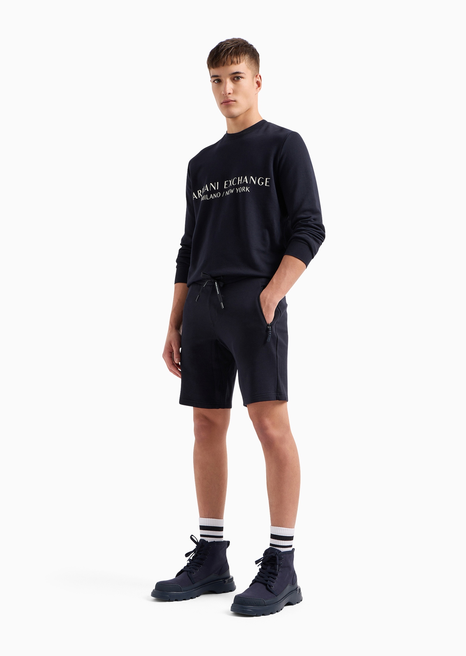 ARMANI EXCHANGE 男士全棉合身长袖圆领休闲运动卫衣