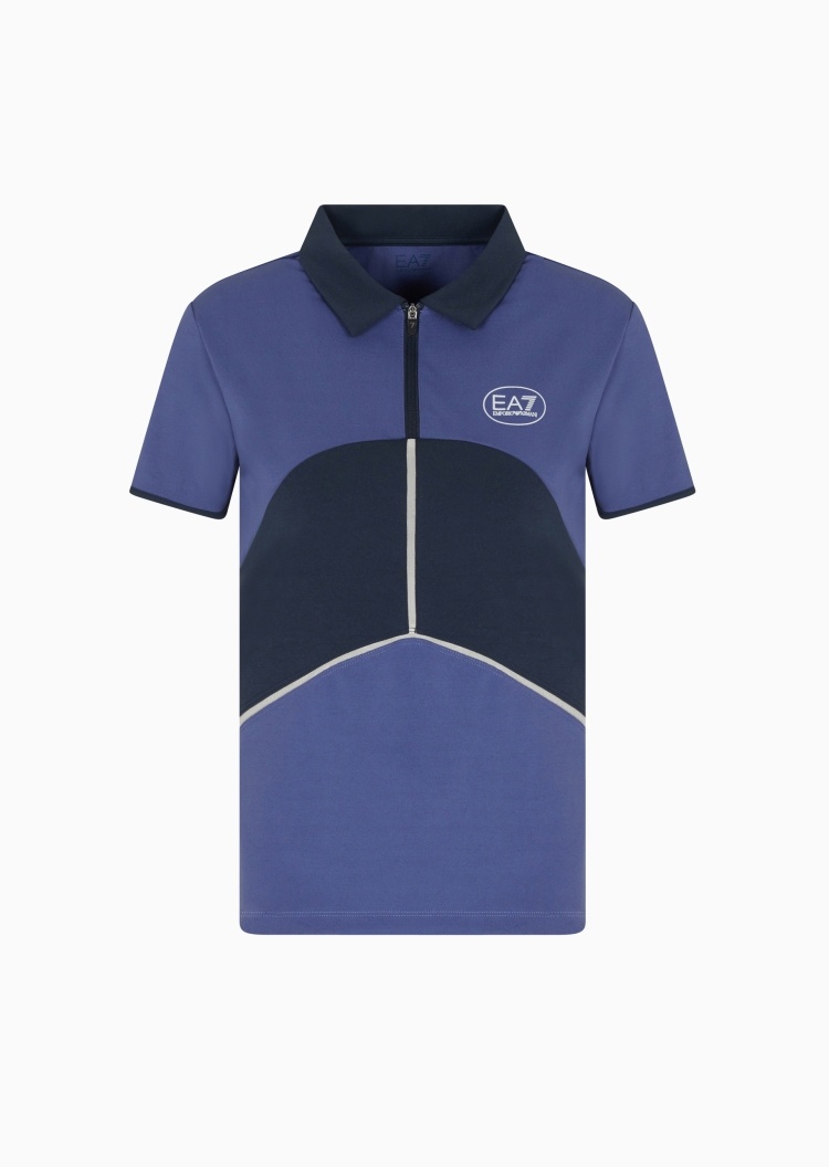 EA7 女士弹力短袖翻领网球Polo衫