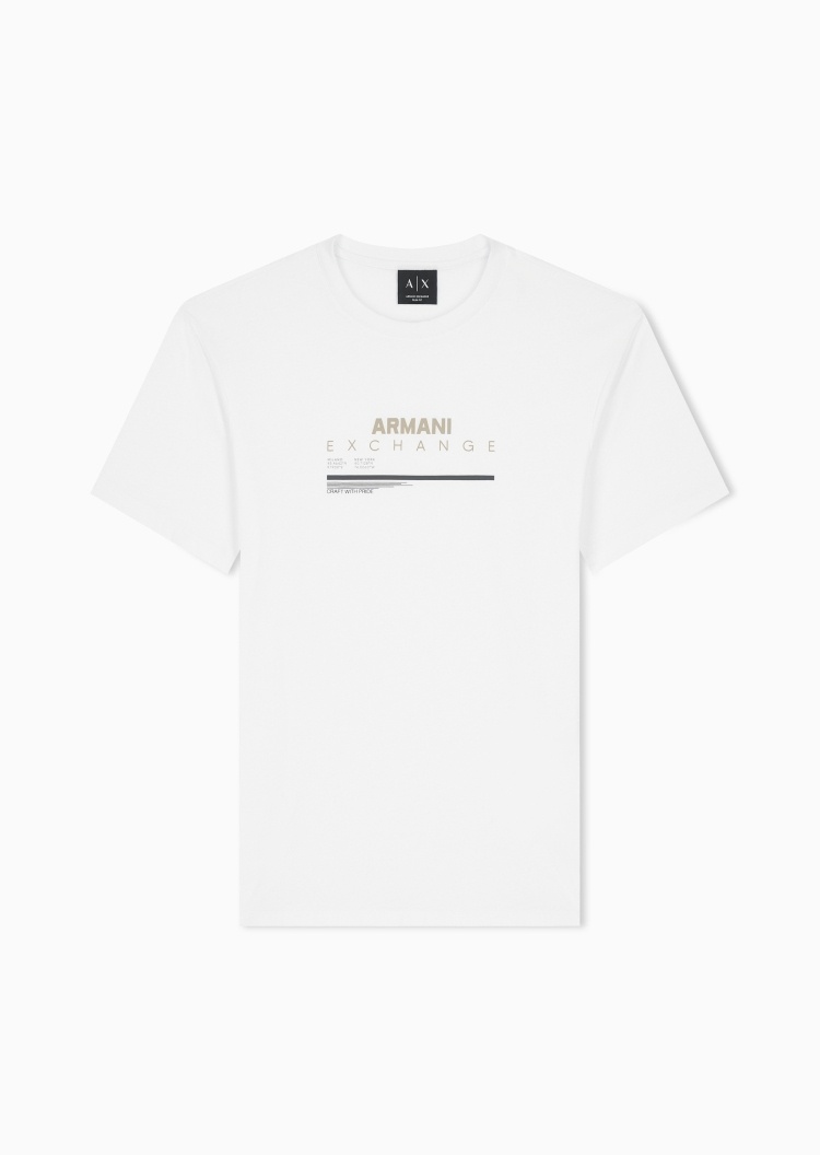 ARMANI EXCHANGE 男士纯棉合身短袖圆领徽标印花T恤