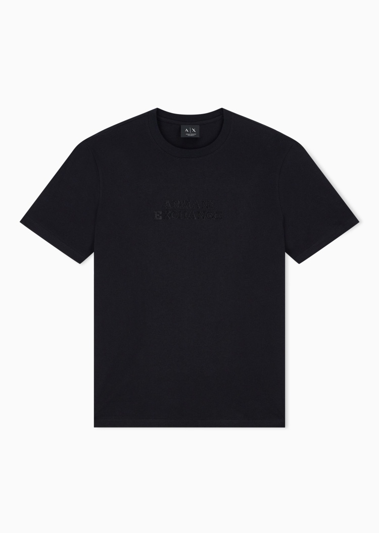 ARMANI EXCHANGE 男士合身短袖圆领立体LOGO纯棉T恤
