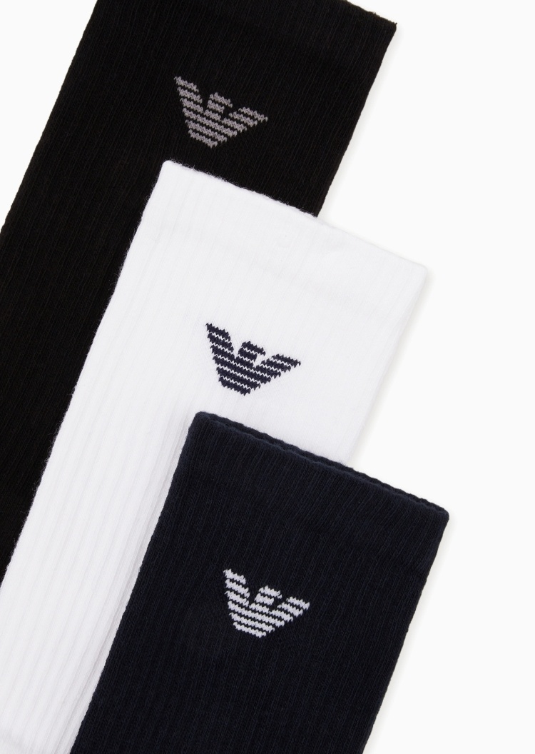 Emporio Armani 男士三双装微弹商务耐穿中筒袜棉袜套装