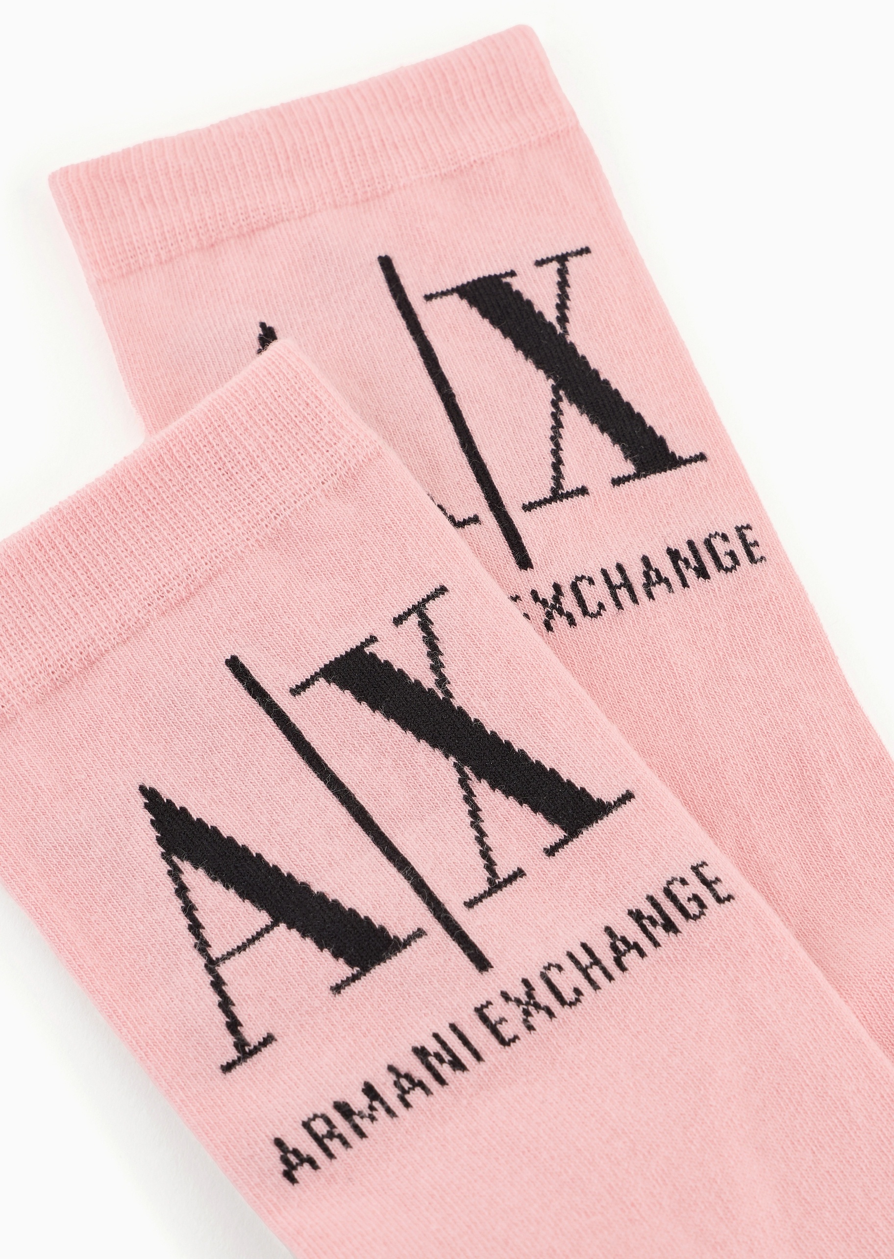 ARMANI EXCHANGE 女士棉质微弹中筒撞色字母徽标袜子