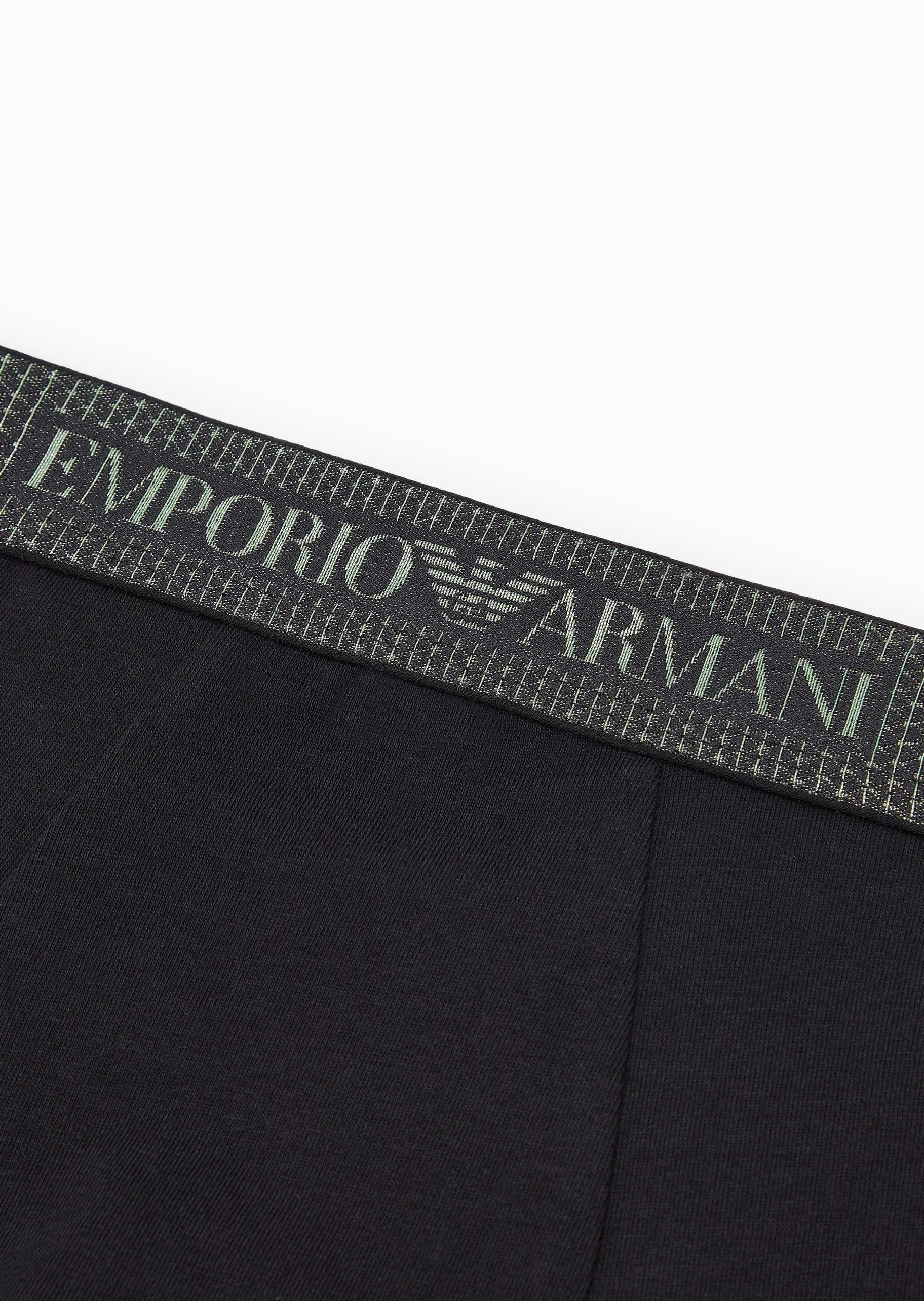 Emporio Armani 男士纯棉弹力合身平角提花饰边内裤