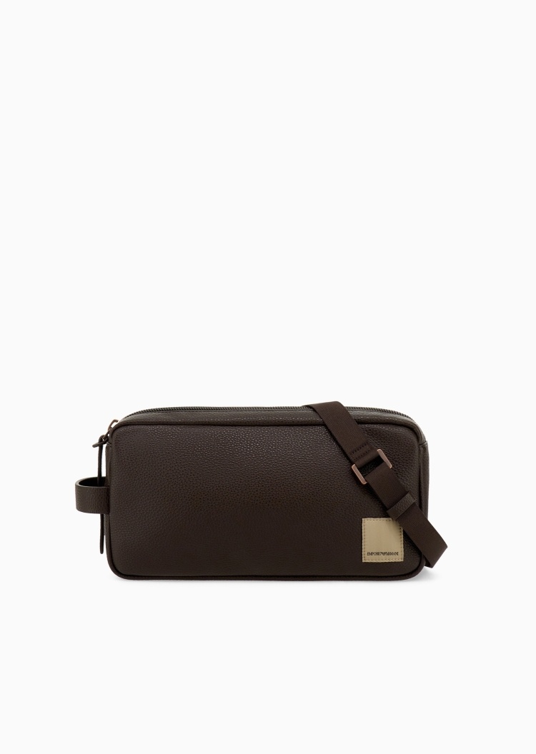 Emporio Armani 男士拉链长方形可拆腕带手提手拿包
