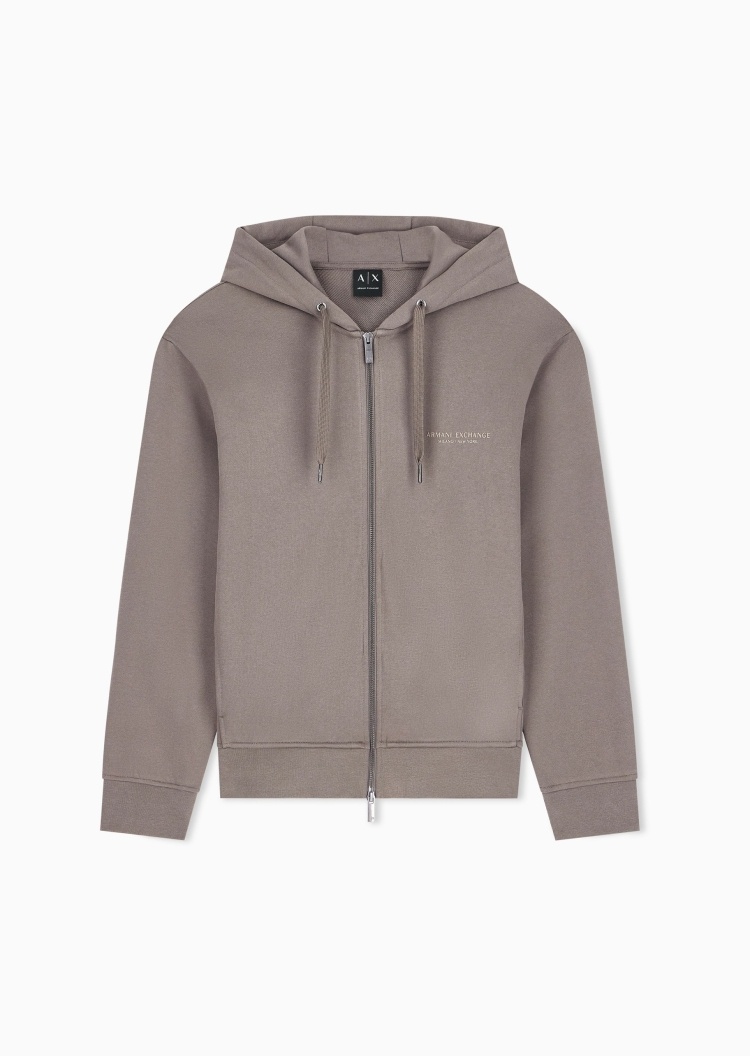 ARMANI EXCHANGE 男士抽绳领印花重磅连帽开衫卫衣夹克外套