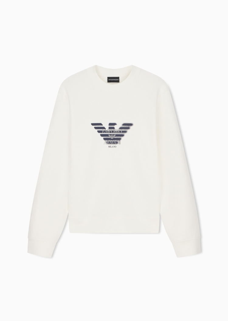Emporio Armani 男士弹力宽松长袖圆领印花休闲卫衣
