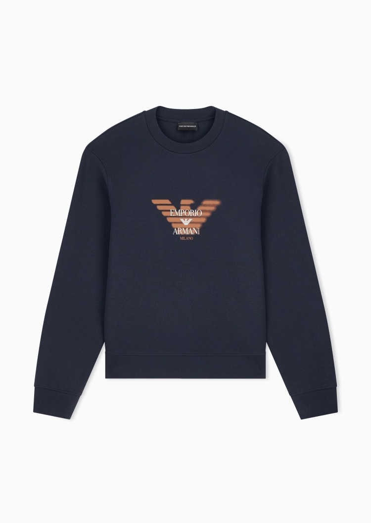 Emporio Armani 男士圆领复古印花宽松休闲套头卫衣