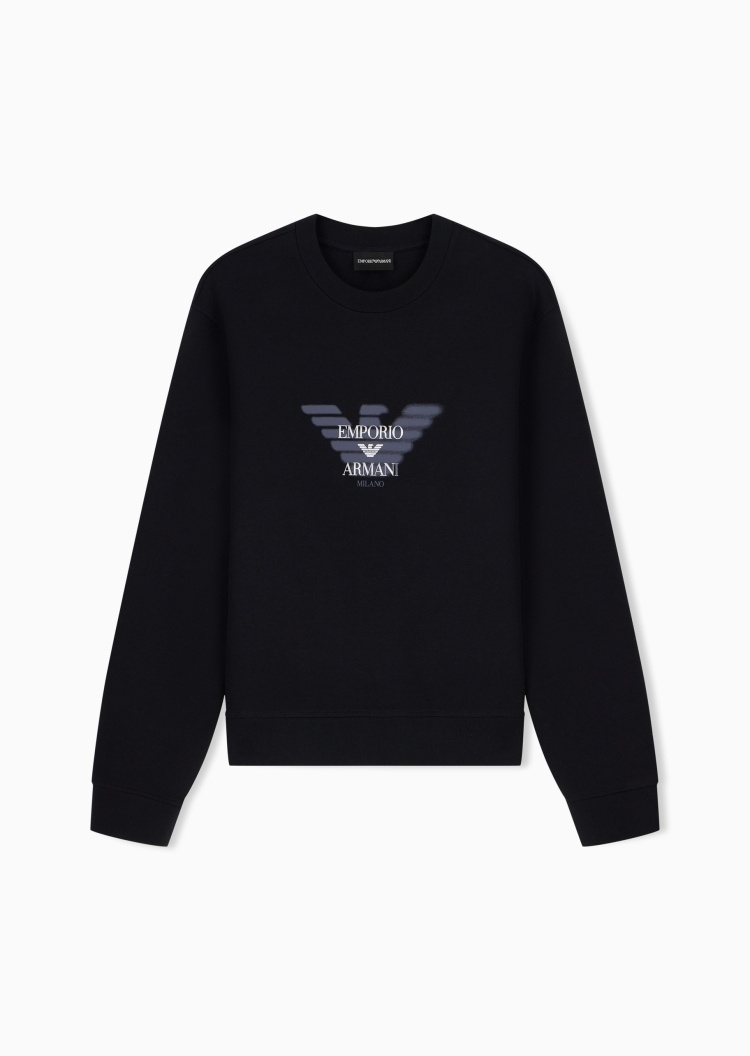 Emporio Armani 男士圆领复古印花宽松休闲套头卫衣