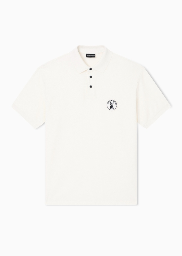 Emporio Armani 男士纯棉短袖翻领趣味刺绣Polo衫