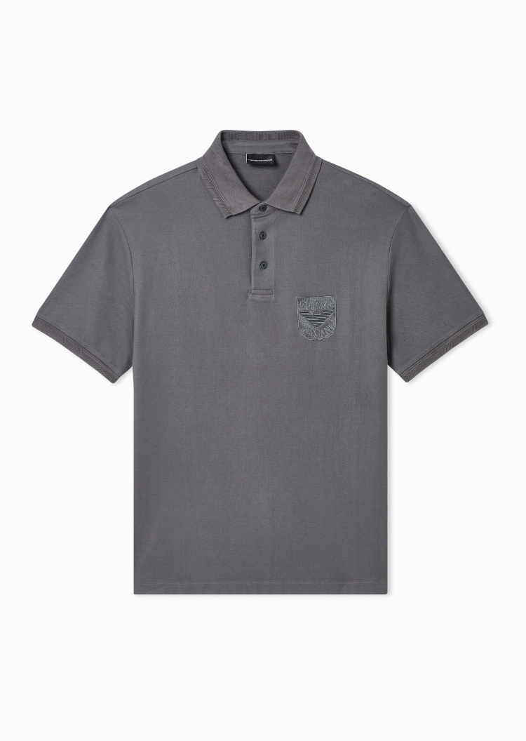 Emporio Armani 男士纯棉短袖翻领刺绣Polo衫