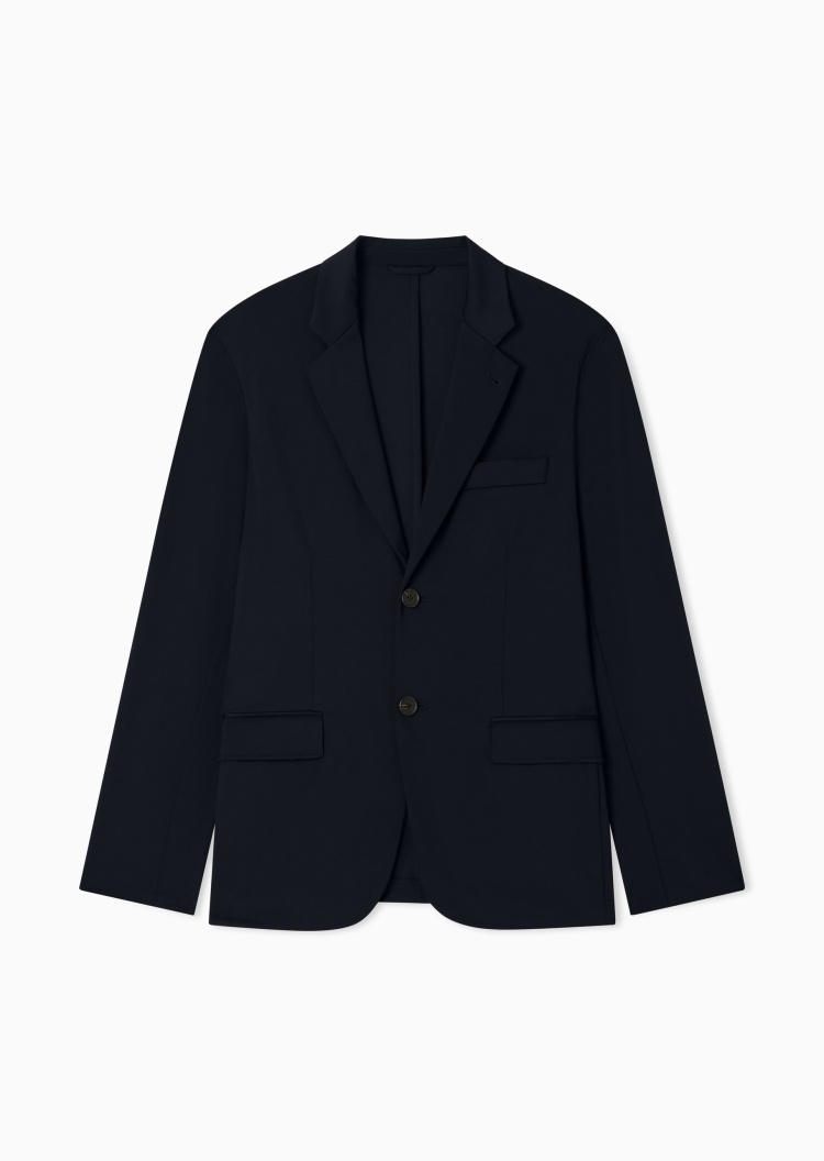 Emporio Armani 男士弹力长袖平驳领单排扣西装外套