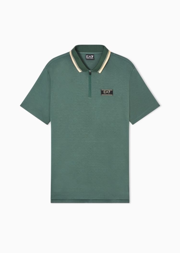 EA7 男士短袖翻领半拉链运动Polo衫