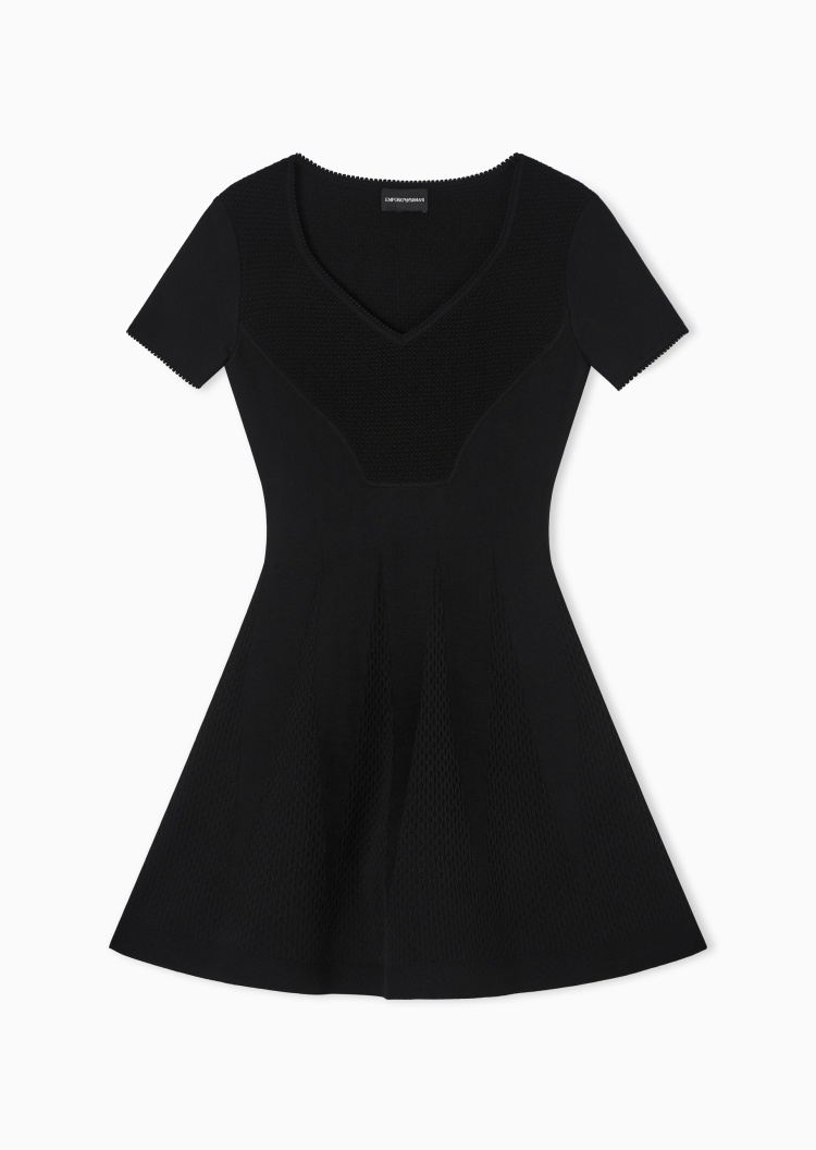 Emporio Armani 女士短袖短款V领收腰优雅复古连衣裙