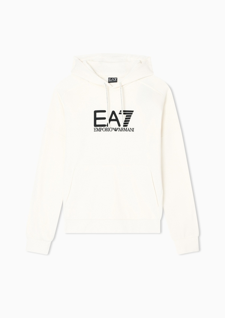 EA7 男士合身运动风重磅加绒连帽卫衣