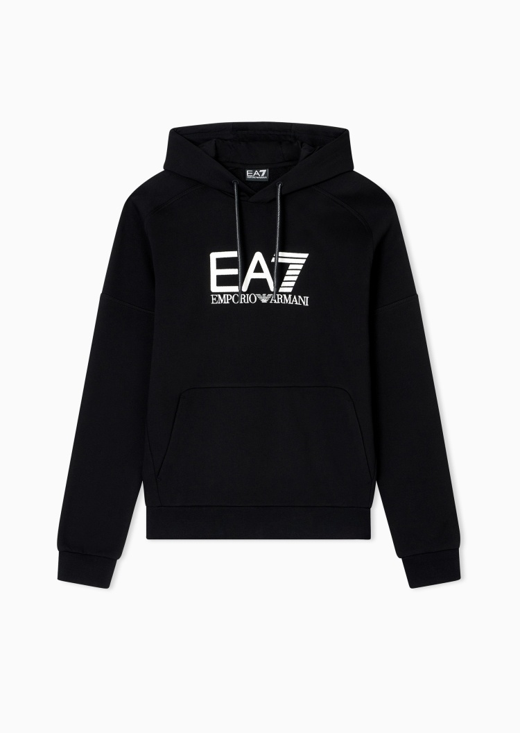 EA7 男士棉质宽松长袖连帽套头撞色重磅加绒卫衣