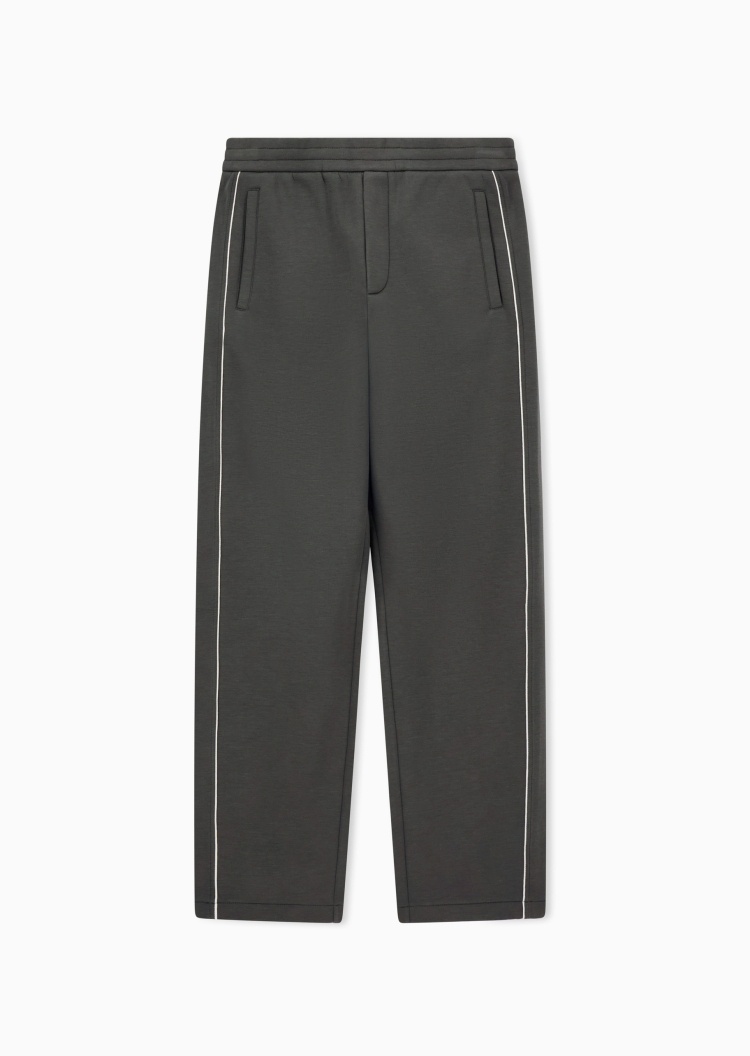 Emporio Armani 男士莫代尔宽松长款直筒撞色滚边加厚休闲裤