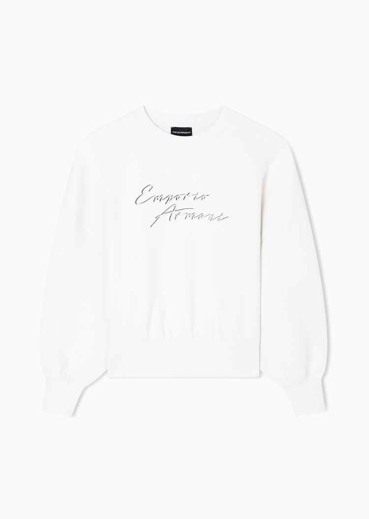 Emporio Armani 女士套头圆领宽松廓形落肩刺绣休闲卫衣