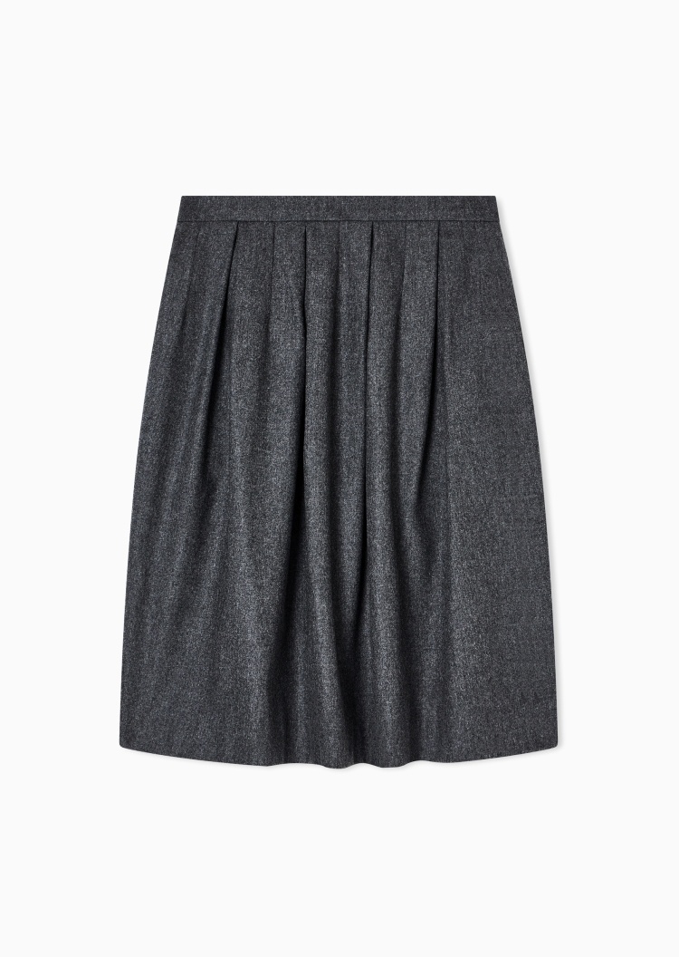 Emporio Armani 女士绵羊毛微弹短款A字纯色半身裙