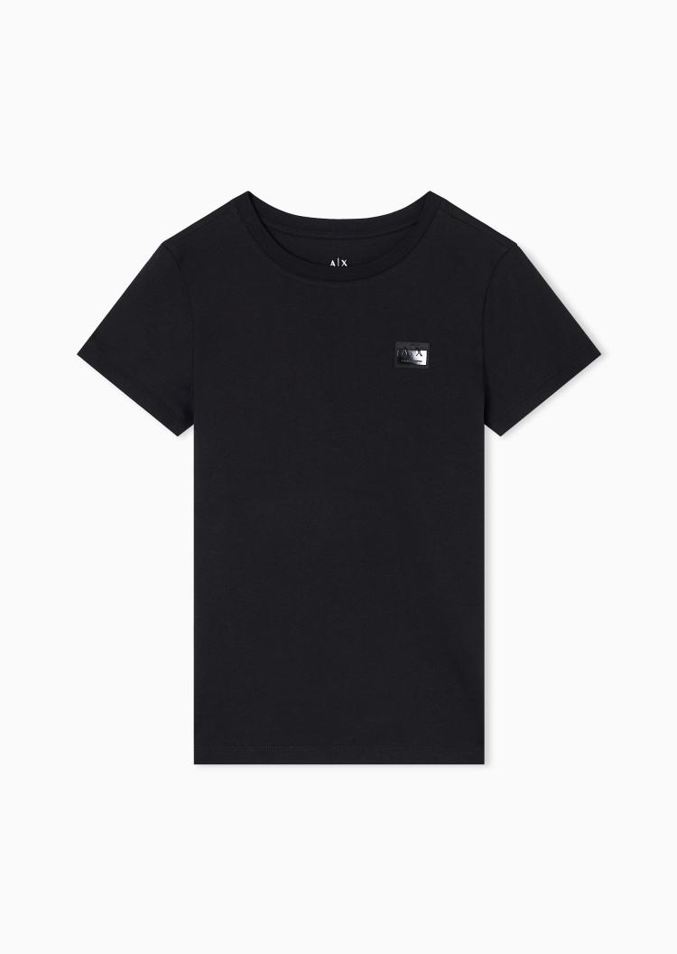 ARMANI EXCHANGE 女士全棉合身短袖圆领纯色轻薄T恤衫