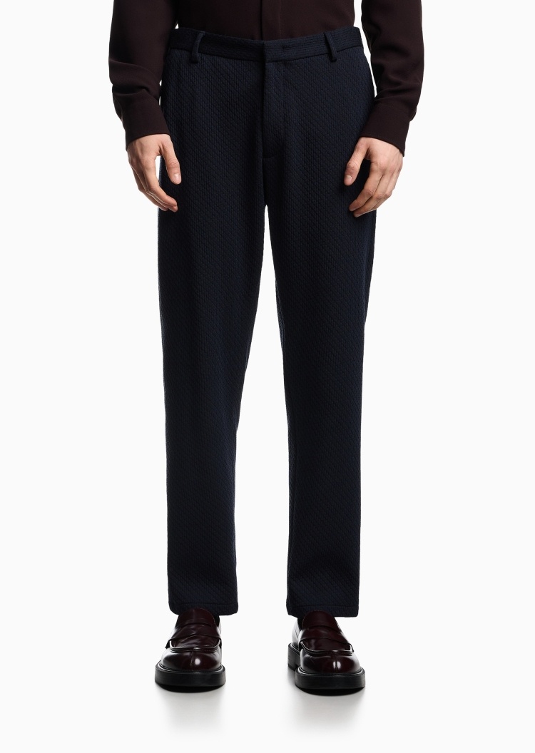 Emporio Armani 男士微弹合身直筒通体提花休闲裤