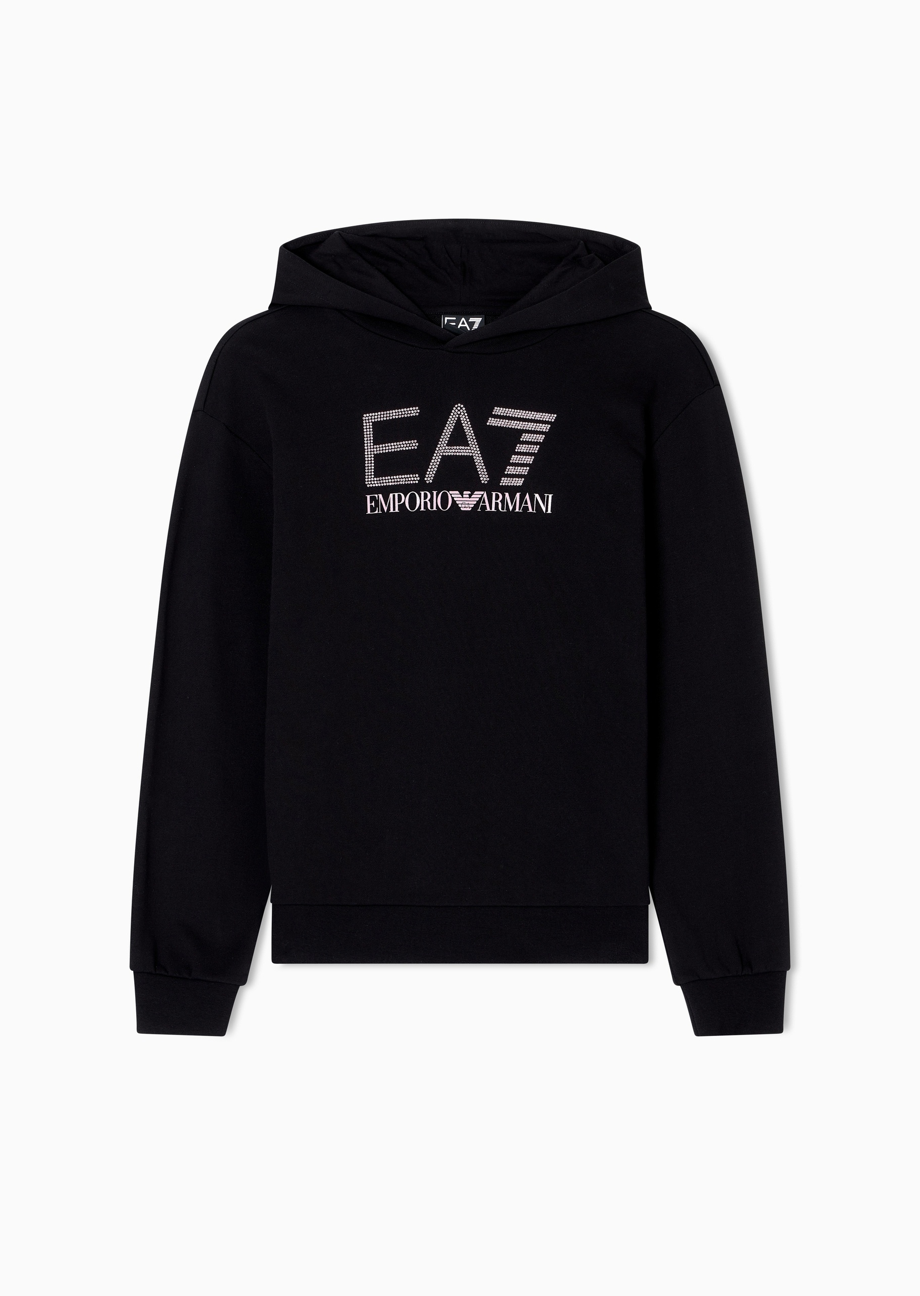 EA7 女士棉质合身长袖连帽套头水钻重磅卫衣