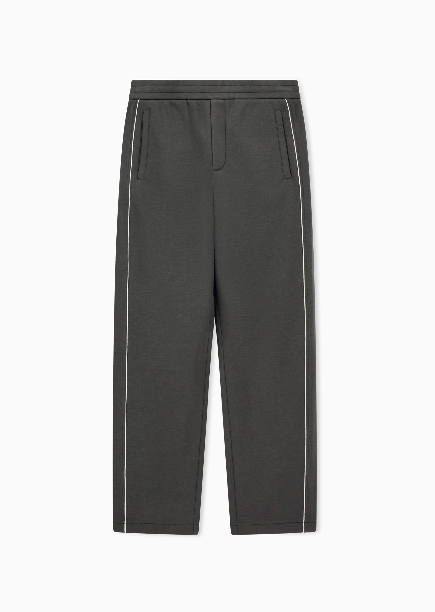 Emporio Armani 男士莫代尔宽松长款直筒撞色滚边休闲裤