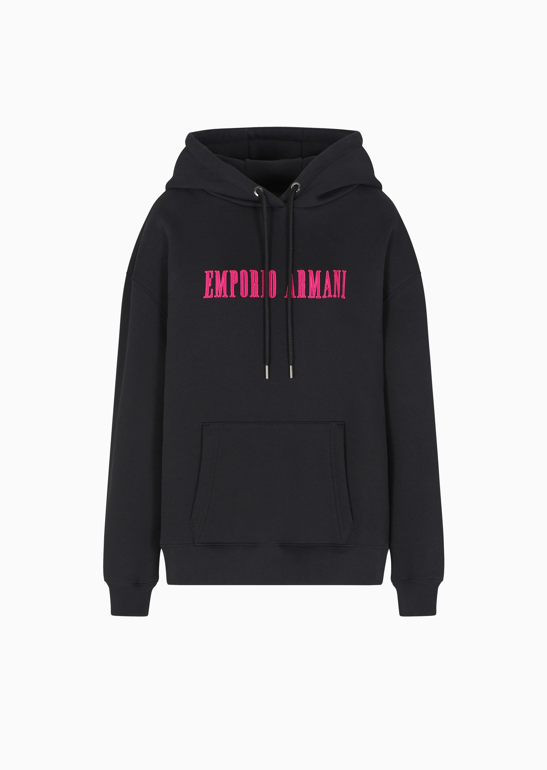 Emporio Armani 女士棉质宽松长袖连帽撞色刺绣加绒卫衣