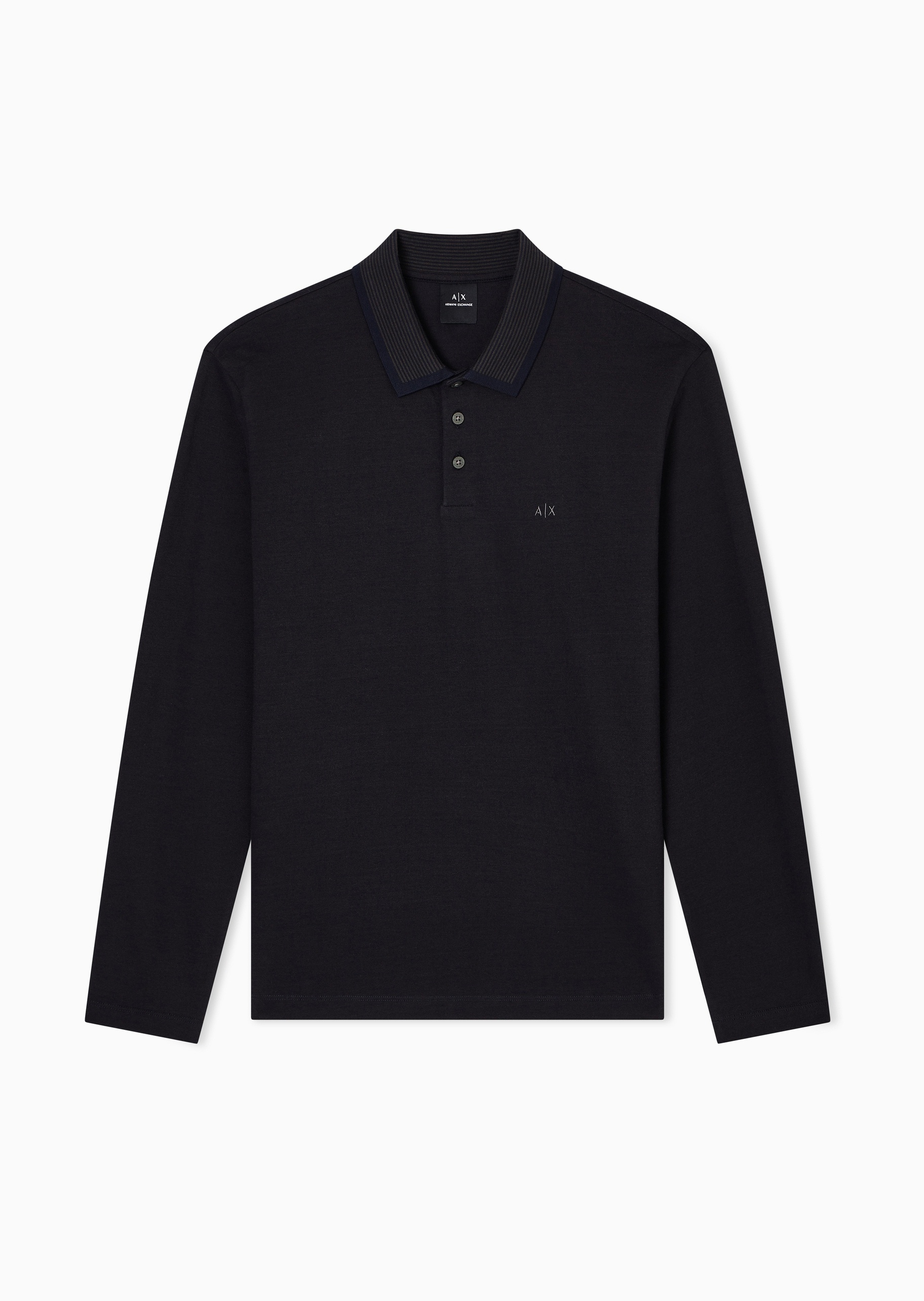 ARMANI EXCHANGE 男士珠地全棉长袖翻领刺绣Polo衫